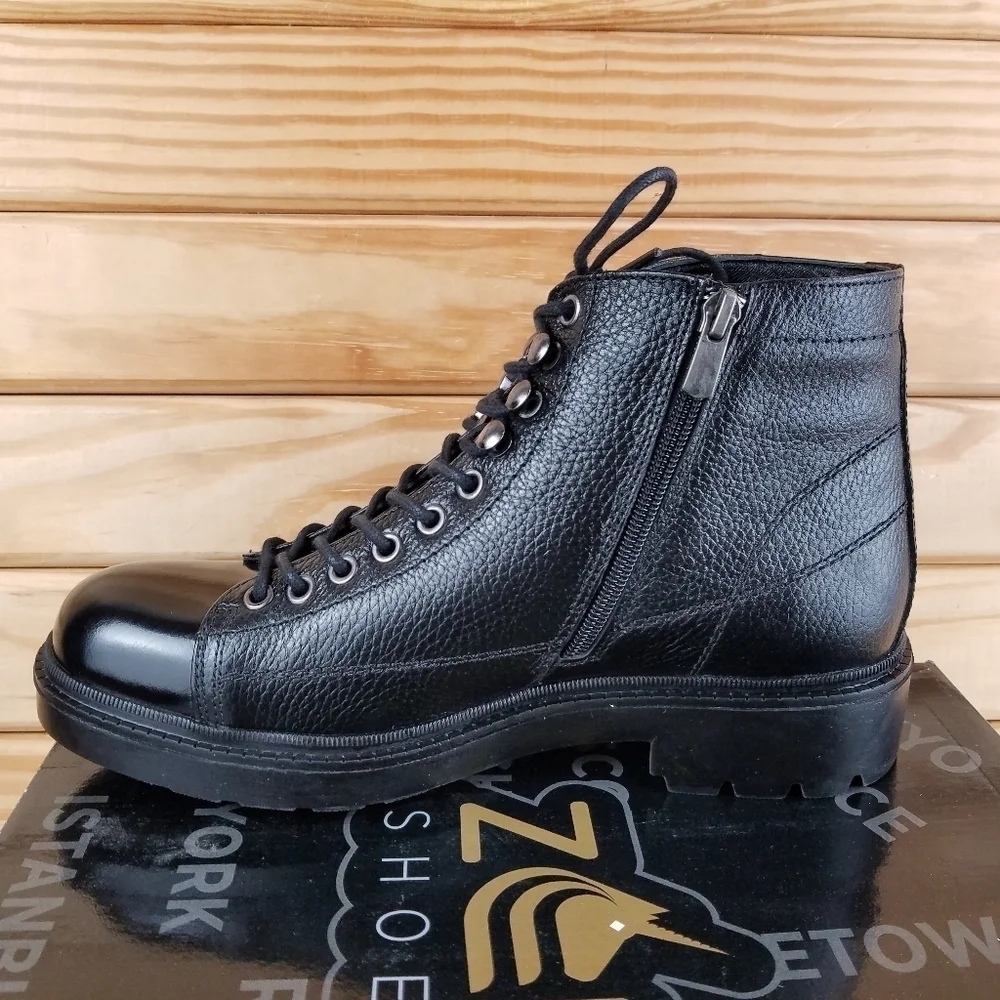 NEW Paul Branco Chukka Ankle Boots Genuine Leather Mens 8 Black Moto Grunge NIB